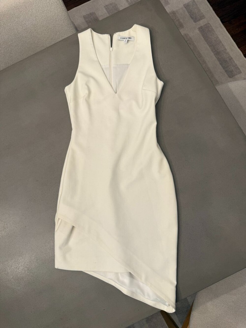 Elizabeth and James Rosa Ivory Asymmetrical Dress, Size 2